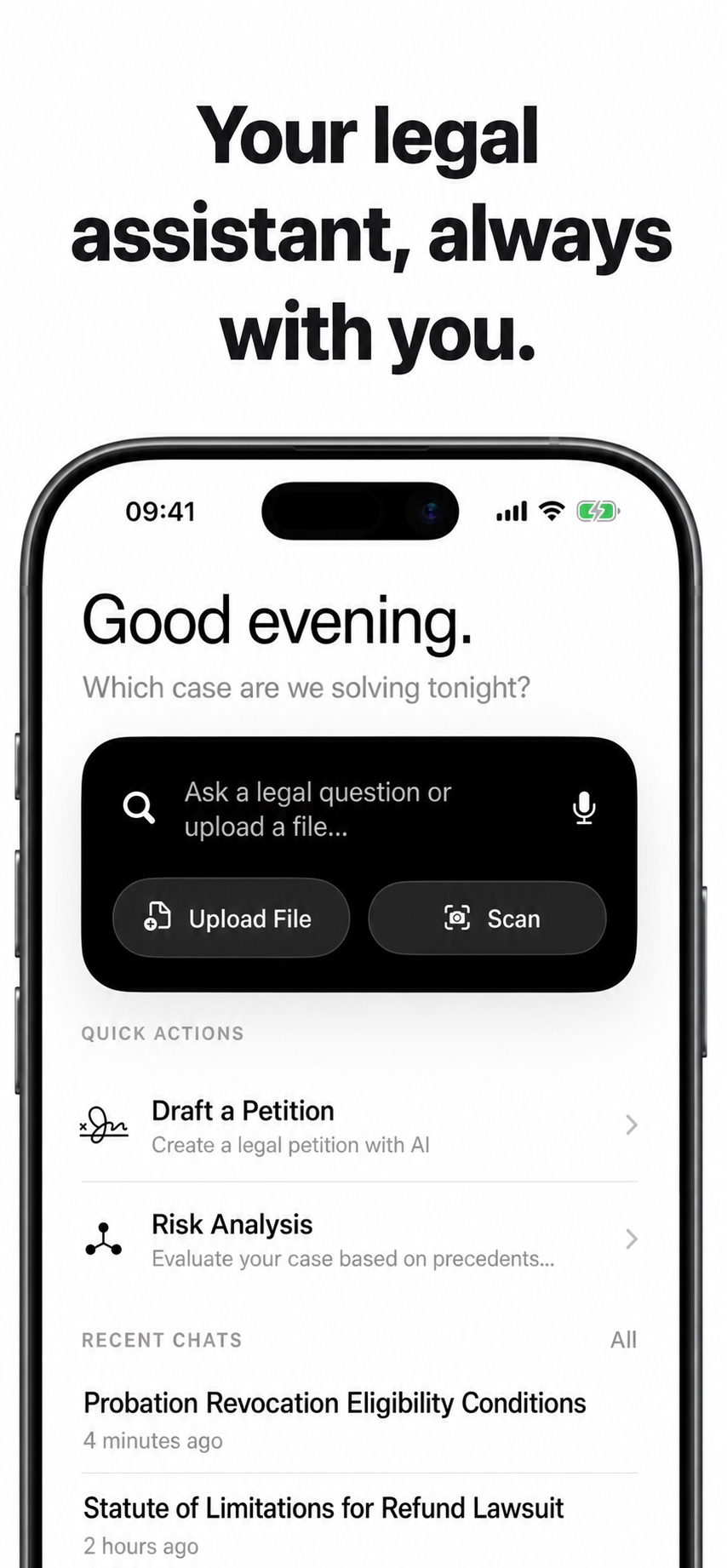 Terazi legal assistant home screen
